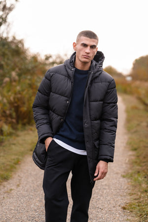 Lang puffer jack - Zwart