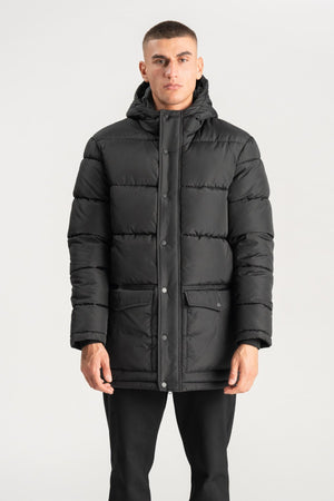 Lang puffer jack - Zwart