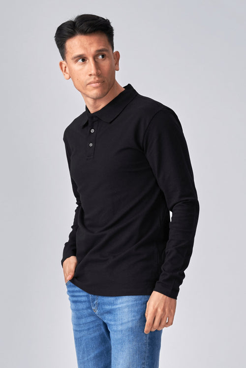 Muscle Long Sleeve Polo Shirt - Black - TeeShoppen Group™ - T-shirt - TeeShoppen