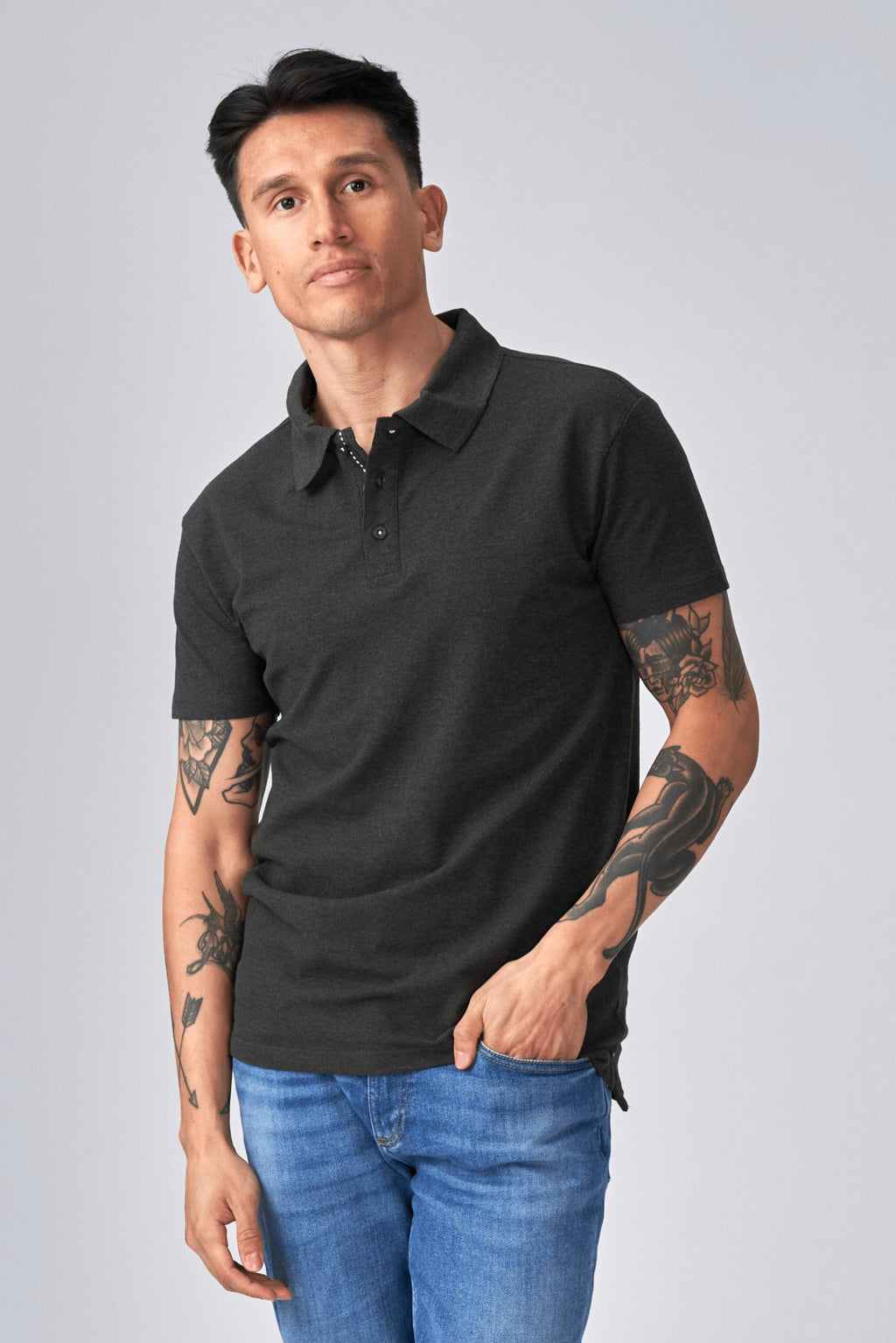 Muscle Polo shirt - donkergrijs