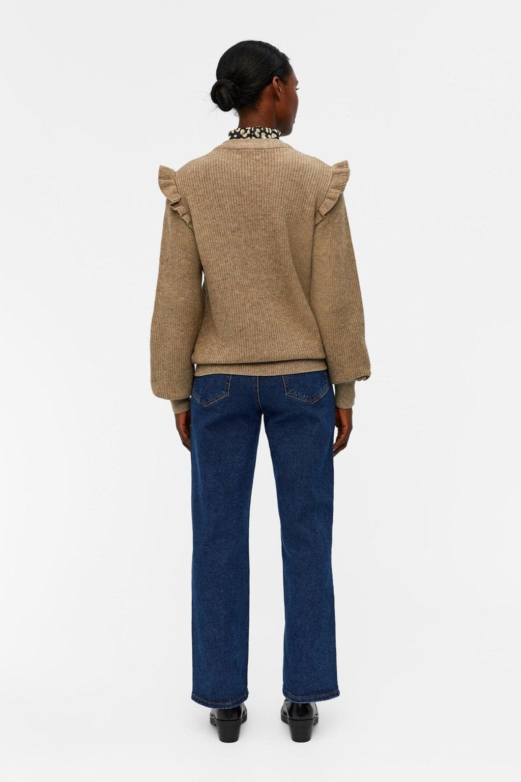 Malena Ruffle Pullover Strik - fossiel