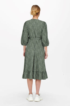 Olivia 3/4 wrap midi -jurk - Balsam Green
