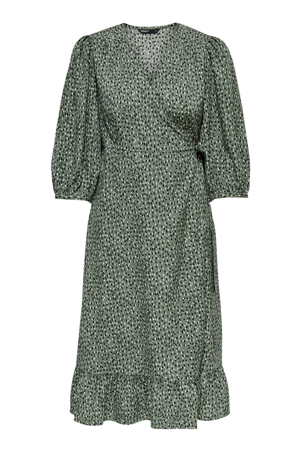 Olivia 3/4 wrap midi -jurk - Balsam Green
