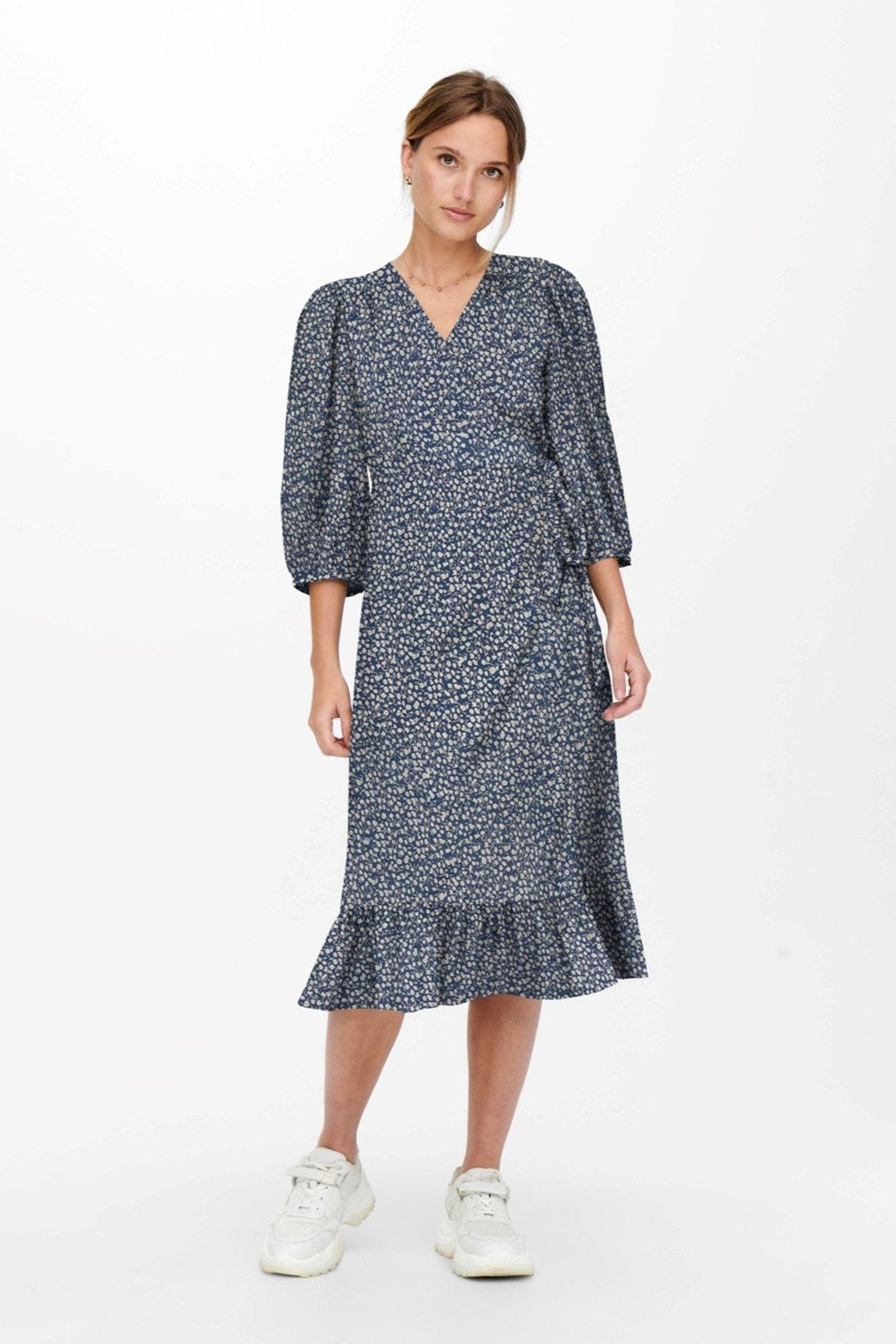 Olivia 3/4 Wrap Midi Dress - Blue Mirage
