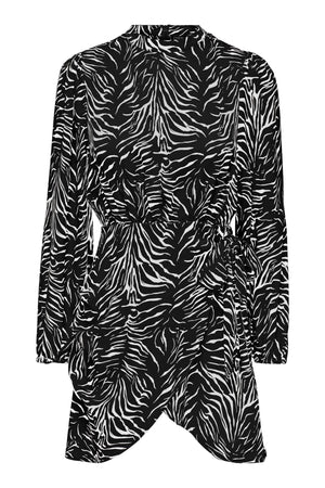 Mille wrap klänning - zwarte levendige zebra
