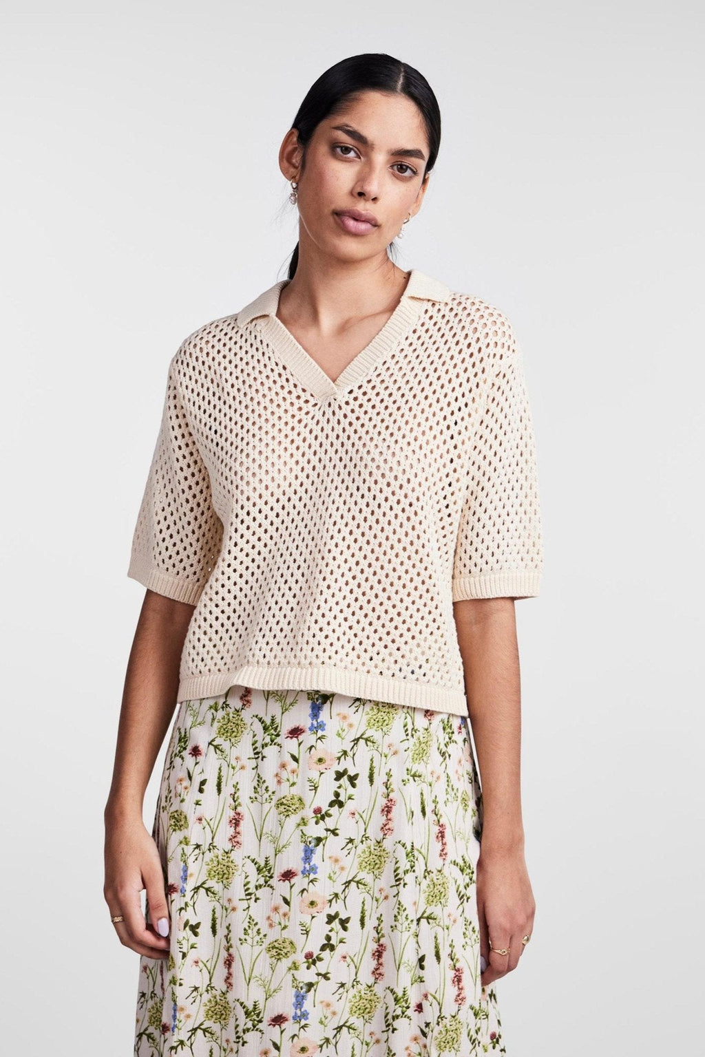 Laya Knit Polo - White Smoke