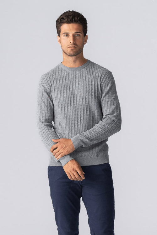 Pullover Cable Knit - Gray Melange - TeeShoppen Group™