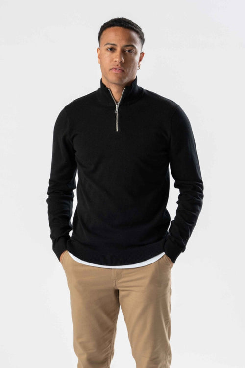 Pullover Half Zip - Black (C.D) - TeeShoppen Group™