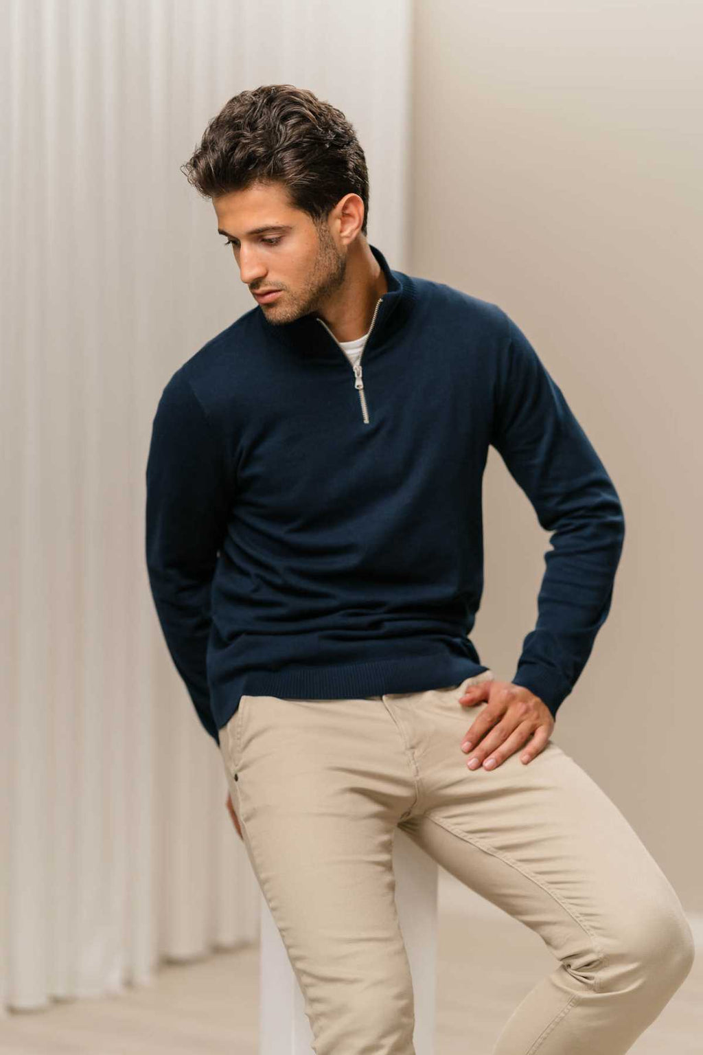 Pullover Half Rits - Navy