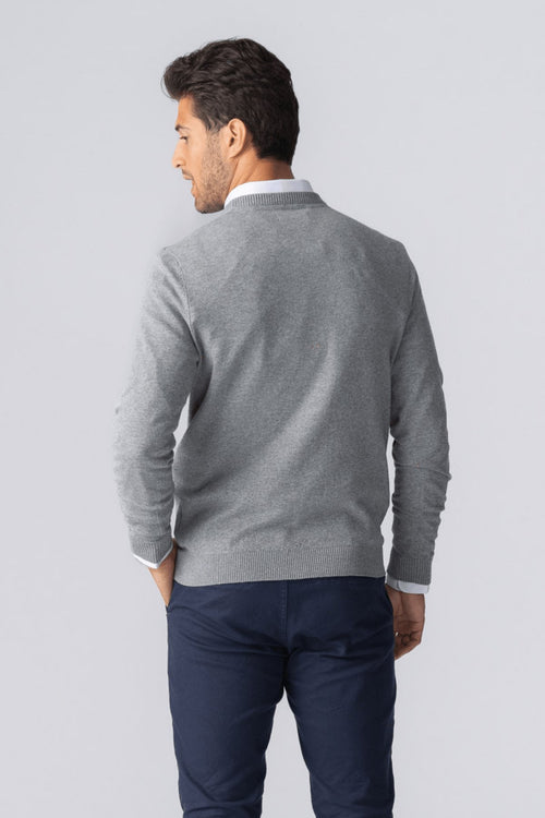 Pullover Roundneck - Gray Melange - TeeShoppen Group™ - Strik - TeeShoppen