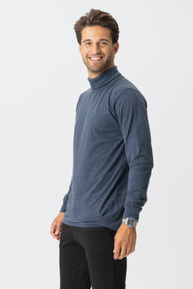 Roll Collar Sweater - Heather Blue