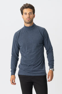 Roll Collar Sweater - Heather Blue