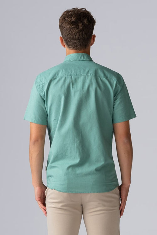 Short - sleeved Linen Shirt - Malachite Green - TeeShoppen Group™ - Shorts - Blend