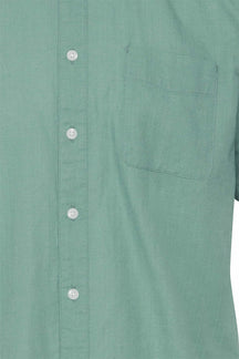 Short-sleeved Linen Shirt - Malachite Green