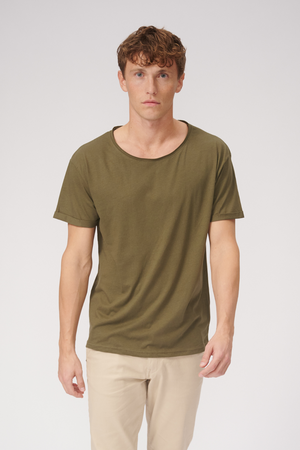 Raw nek T -shirt - Olive Green