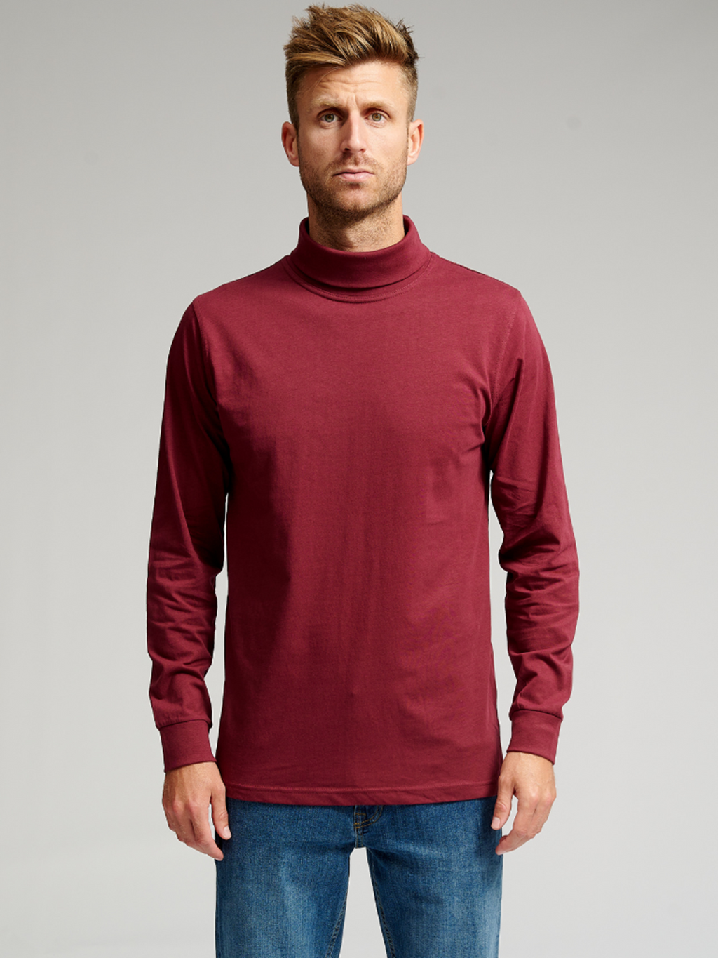 Roll Collar Sweater - Bourgondië Red