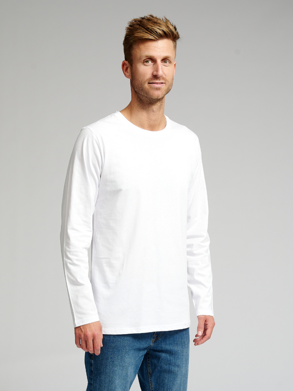 Basic T-shirt met lange mouwen-wit