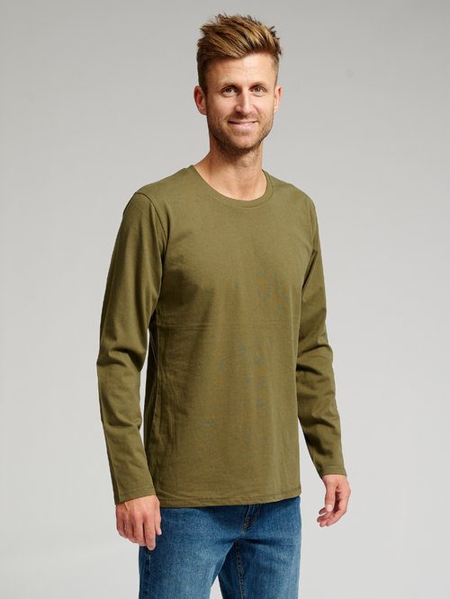 Basic T-shirt met lange mouwen-Army Green