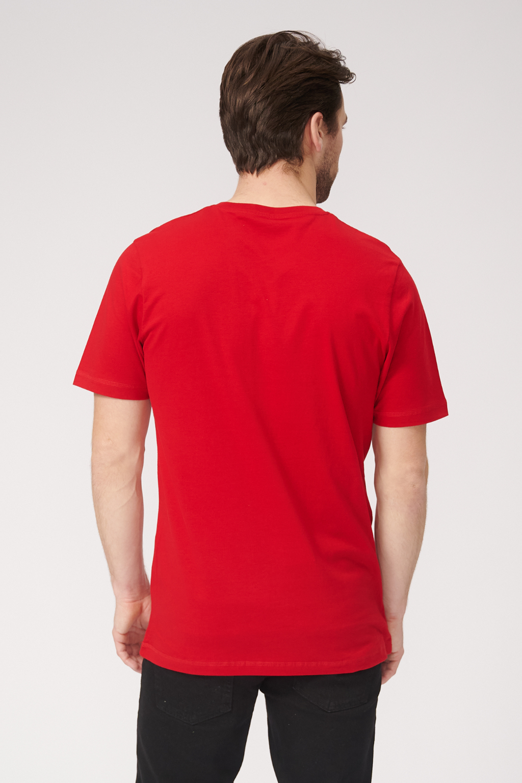Basic T-shirt met V-hals - Rood