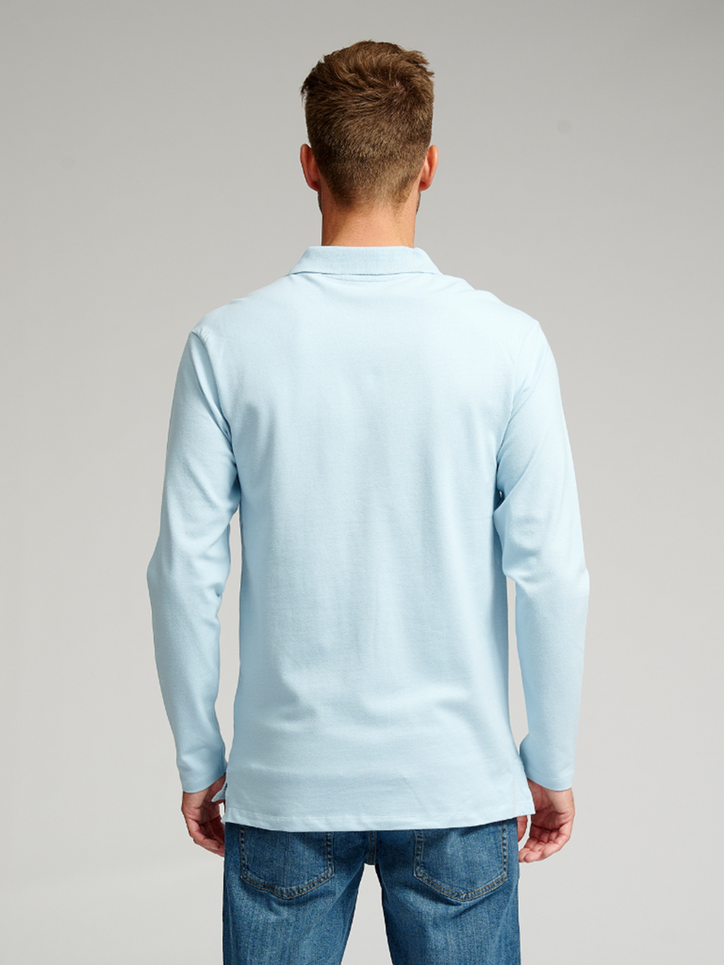 Muscle Polo shirt met lange mouwen - lichtblauw