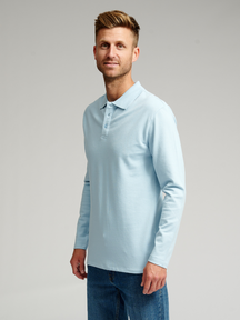 Muscle Polo shirt met lange mouwen - lichtblauw