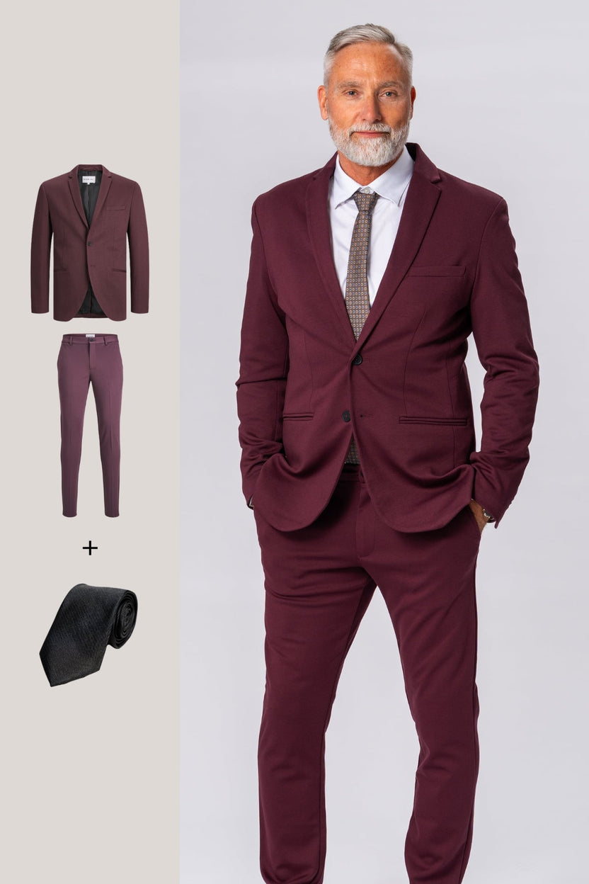 The Original Performance Suit™️ (Burgundy) + Tie - Package Deal - TeeShoppen Group™