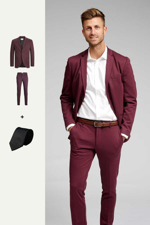 The Original Performance Suit™️ (Burgundy) + Stropdas - Package Deal (V.I.P)