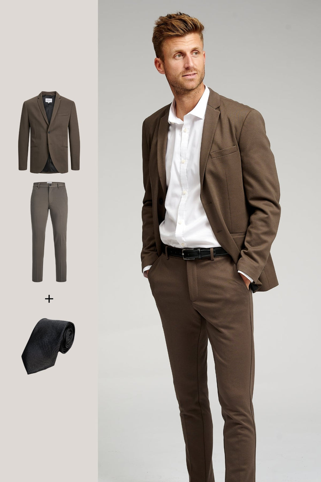 The Original Performance Suit™️ (Dark Brown) + Tie - Package Deal