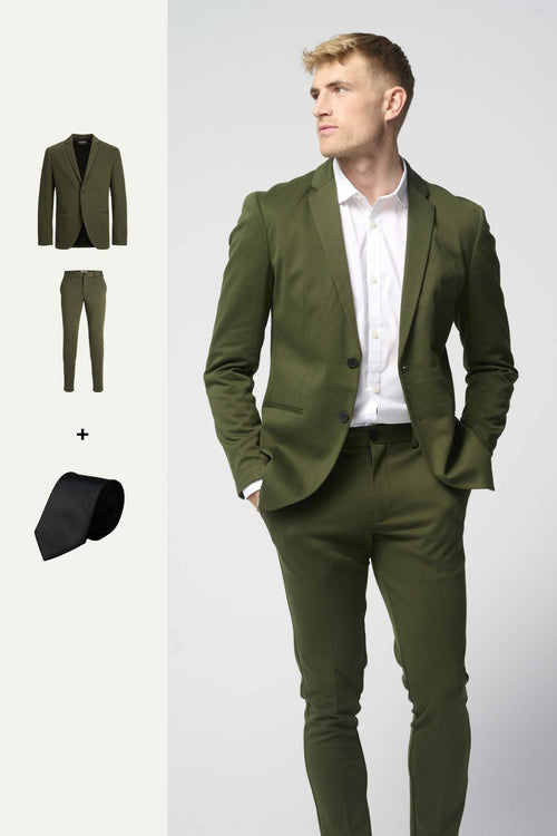 The Original Performance Suit™️ (Dark Green) + Tie - Package Deal (V.I.P) - TeeShoppen Group™ - Suit - TeeShoppen