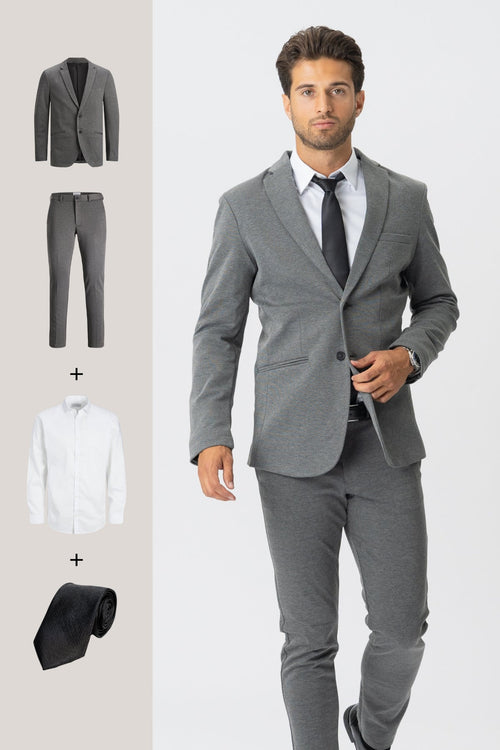 The Original Performance Suit™️ (Dark Grey) + Shirt & Tie - Package Deal - TeeShoppen Group™