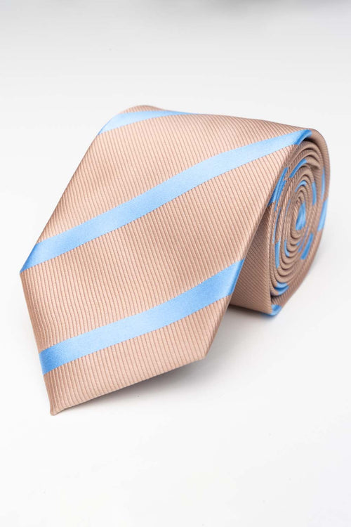 Tie - Sand/Light Blue Striped - TeeShoppen Group™ - Accessories - TeeShoppen