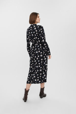 Gemakkelijke shirtjurk met lange mouwen - zwart