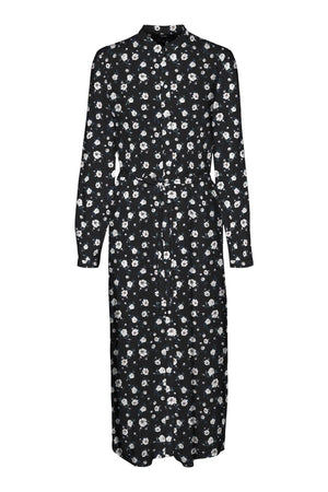 Gemakkelijke shirtjurk met lange mouwen - zwart