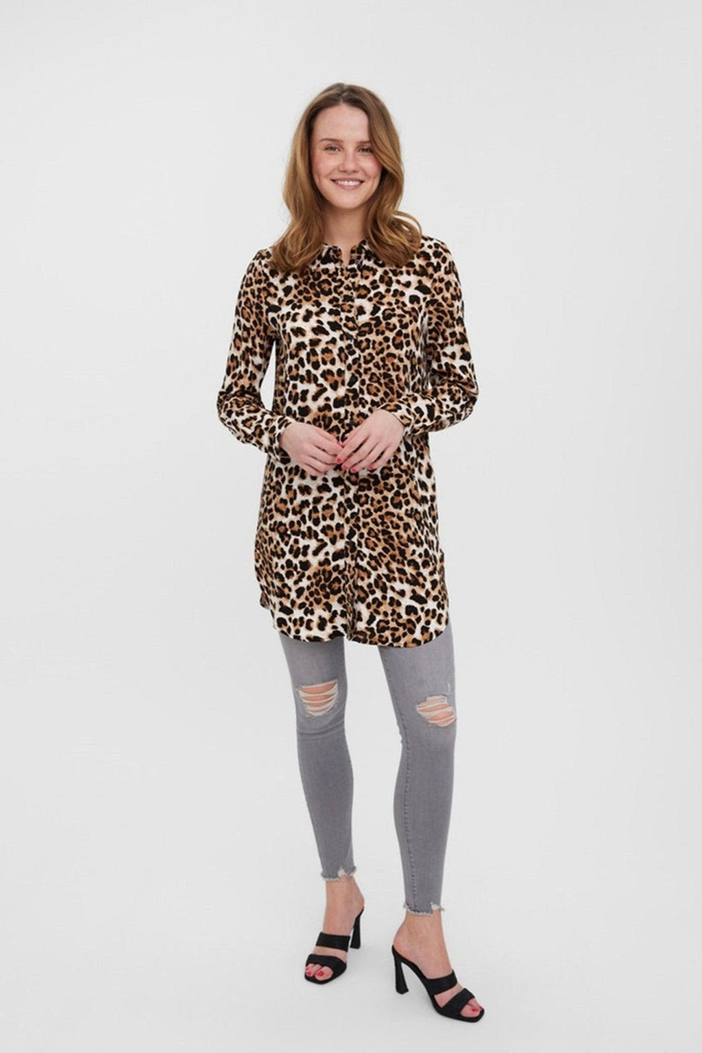 Gemakkelijk lang shirt - tan