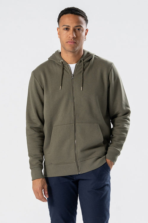 Zip Hoodie - Army Green - TeeShoppen Group™ - Shirt - TeeShoppen