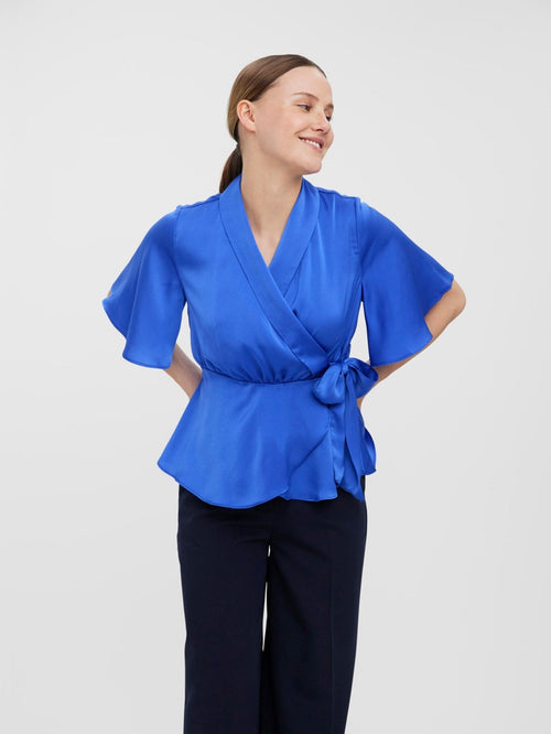 Amalia Wrap Top - Dazzling Blue - TeeShoppen Group™ - Formal Shirts & Blouses - Vero Moda