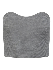 Angie Knit Tube Top - Light Grey Melange