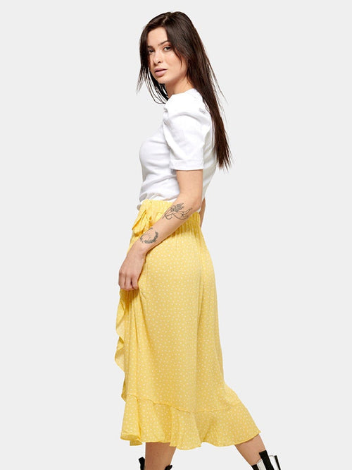 Anna dotted wrap skirt - Yellow - TeeShoppen Group™ - Skirt - Amis de Copenhague