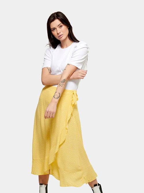 Anna dotted wrap skirt - Yellow - TeeShoppen Group™ - Skirt - Amis de Copenhague