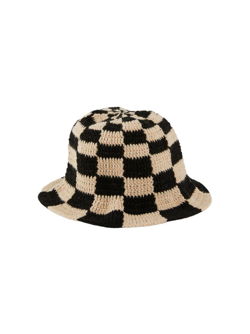 Anna Knitted Bucket hat - Beige/Black - TeeShoppen Group™ - Accessories - PIECES