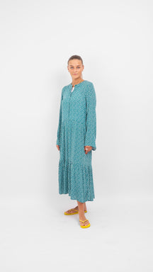 Anna -jurk met lange mouwen - groenblauw groen