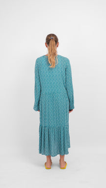 Anna -jurk met lange mouwen - groenblauw groen
