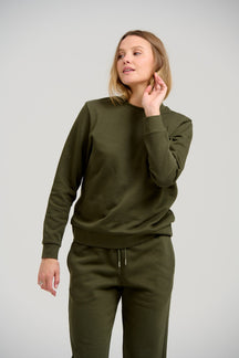 Basic Sweatsuit met Crewneck (Dark Green) - Pakketdeal (vrouwen)