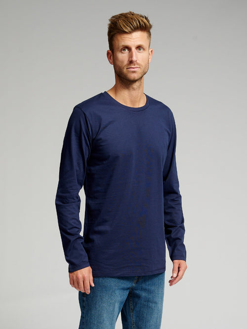 Basic Long-sleeved T-shirt - Navy - TeeShoppen Group™ - T-shirt - TeeShoppen