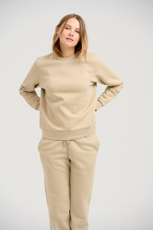 Basic Sweatsuit met Crewneck (Dark Beige) - Pakketdeal (vrouwen)