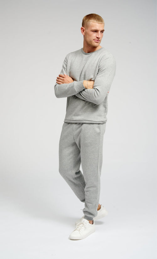 Basic Sweatsuit with Crewneck (Light Grey) - Package Deal - TeeShoppen Group™ - Sweatsuit - TeeShoppen