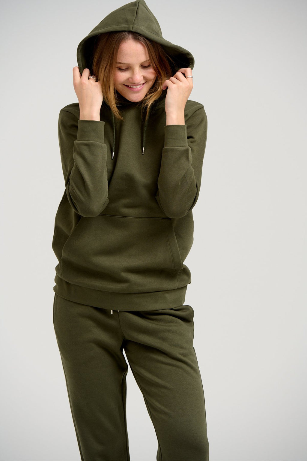 Basic Sweatsuit met hoodie (donkergroen) - pakketdeal (vrouwen)