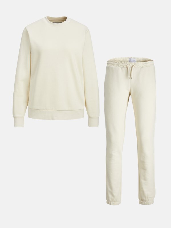 Basic Sweatsuit met hoodie (licht beige) - pakketdeal (vrouwen)