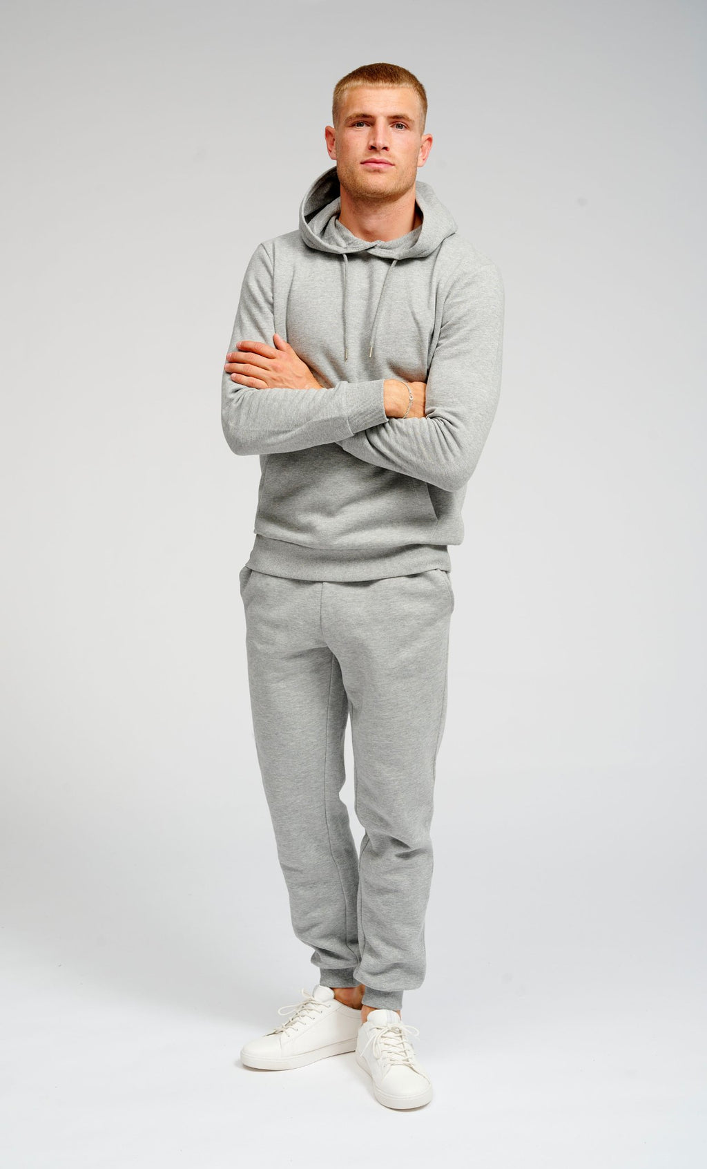Basic Sweatsuit met hoodie (lichtgrijze melange) - pakketdeal