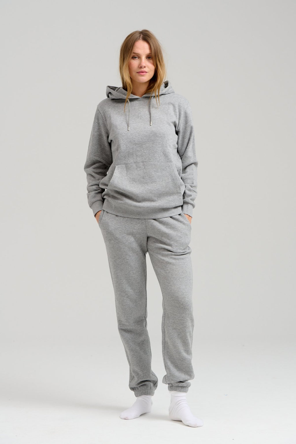 Basic Sweatsuit met hoodie (Light Gray Melange) - Pakketdeal (vrouwen)